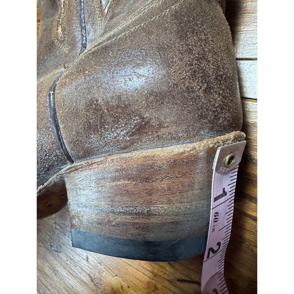 Frye Brown Leather Studded Western Heeled Boots - Picture 15 of 16